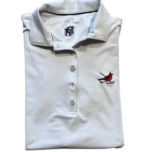Peter Millar Women's White Polo Shirt Small Embroidered Golf Club Logos Stretch
